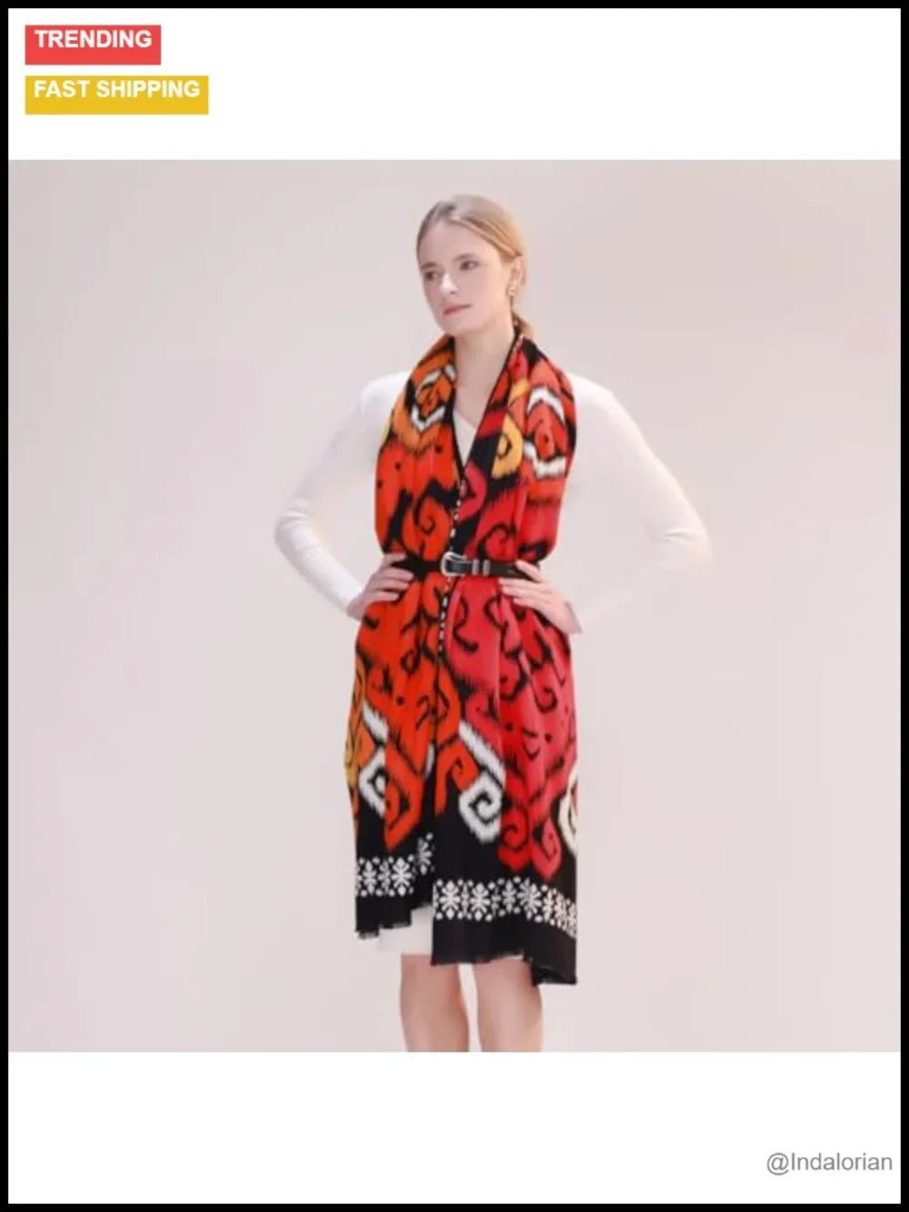 Double-Sided Reversible Floral 100% Merino Wool Pashmina Shawl Wrap Scarf